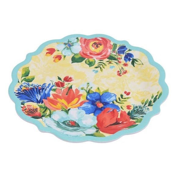 🌺 New The Pioneer Woman Delaney Teal Blue Melamine 10.7"D Dinner Plates, Qty 4 - Picture 6 of 8